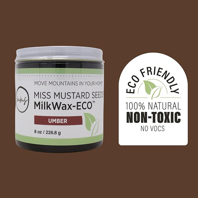 Miss Mustard Seed's MilkWax-ECO - Wax for Furniture, Wood, Cabinets, Walls, Cutting Boards, and Serving Ware, Washable, All-Natural, Eco-Friendly (Umber, 16 oz)