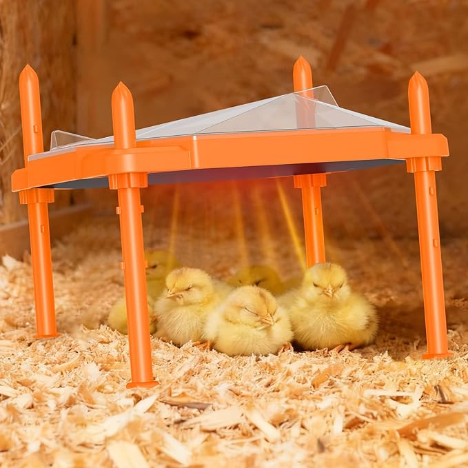 Chick Brooder Heating Plate, 14"x11"Adjustable Temperature & Height Heating Plate for Chicken with Anti-Roost Cone, Easy-Clean Poultry Coop Heater for Up to 18-22 Chicks (Orange)