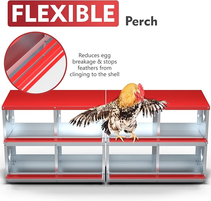 Chicken Nesting Boxes - 3 Compartment Metal Poultry Nest Box Wall Mount for Chickens, Hens, Ducks - Easy Egg Collection - Large Vented Holes Chicken Coop Equipment (3 Compartment)