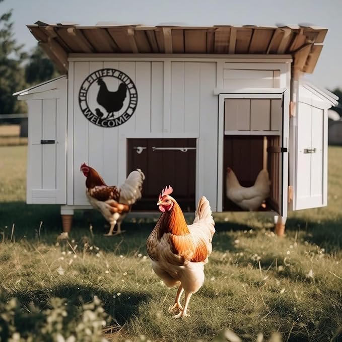 Tandefio 12" Fluffy Chicken Coop Metal Signs Funny Decor Gift for Kitchen Farmhouse Wall Art for Must Haves Chicken Coop Accessories(Fluffy Butt)