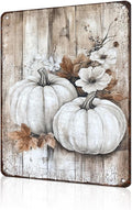 Retro Pumpkin Thankful Metal Sign Vintage Blessed Grateful Thanksgiving Fall Theme Art for Home Cafe and Office Wall Decorating 12x16Inch