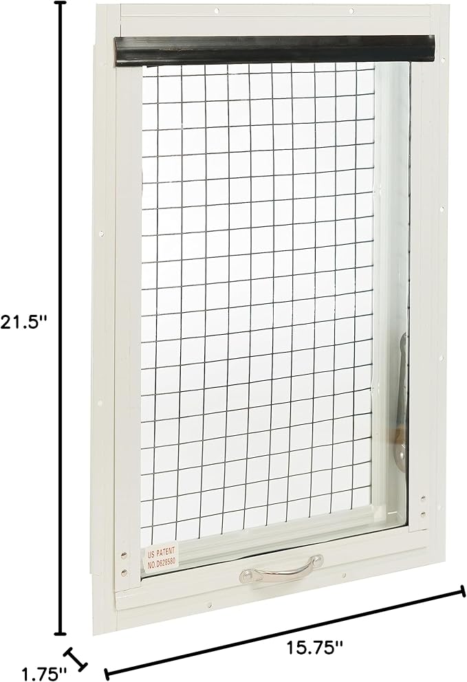 Chicken Coop Window 14" W x 21" H, Flush Mount Tilt Out White for Chicken Coops, Sheds, and Playhouses 1 PK (WCC1421W-BX1)