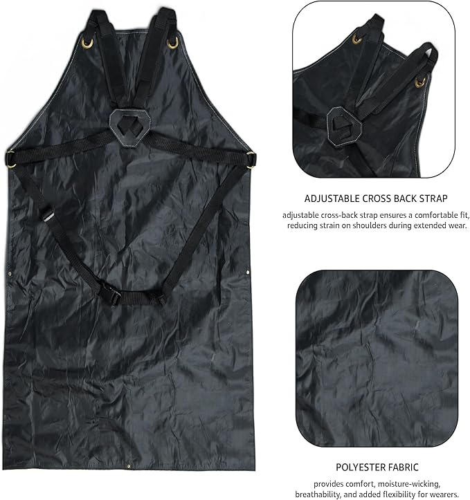LEATHER VILLAGE Work Apron - Heavy Duty Woodworking Apron for Men with Tool Pockets for Woodworkers, Blacksmiths, Carpenters – Black Color (Size M to XXL)