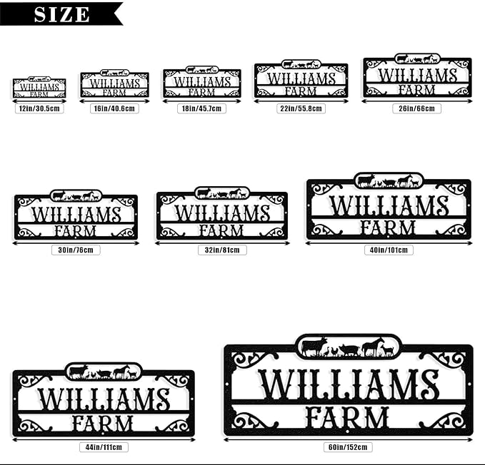 Personalized Metal Farm Sign, Custom Farm Metal Signs Outdoor, Custom Ranch Sign, Customized Family Name Signs for Farms, Ranch, Farmhouse - Housewarming Rancher Gifts