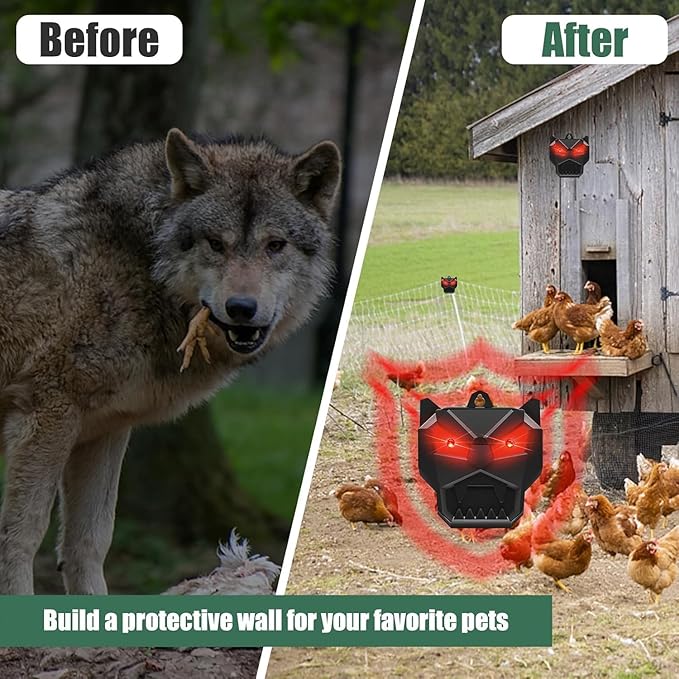 Eyourlife Predator Lights for Chicken coop,Solar Predator Deterrent Flashing Lights,Night Guard Predator Light Suitable for Yard and Chicken Coop to Stop Coyote Fox Raccoon Skunk (Green, 2)