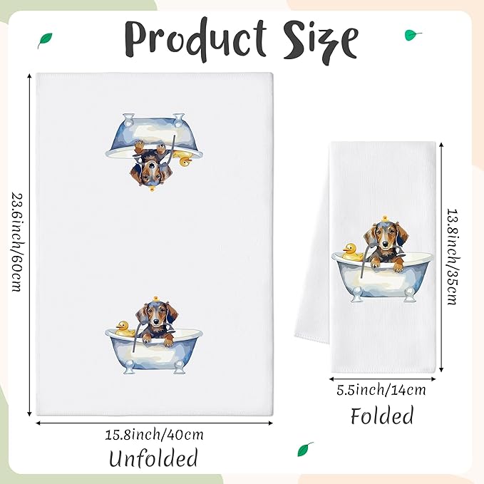 GROBRO7 Funny Dachshund Hand Towel - 6Pcs Dachshund Bathroom Decor Towels Soft Polyester Dishcloths for Bath Bar Spa Home Decorative Cute Puppy Lovers Gifts for Men Women Housewarming