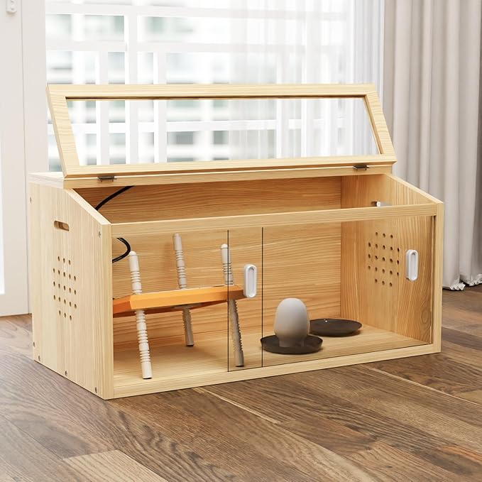 Brooder Box for Chicks Wooden Chick Brooder with Heat Lamp Large Brooder Plate for Baby Chicks, Ducks, Quails Birds