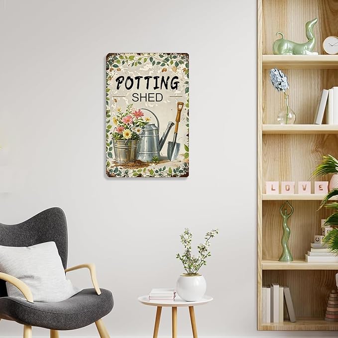 Potting shed Garden Tools tin Sign Garden Decorative Metal Wall Decor for Home Farm 12x16 Inch