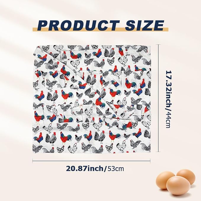 Egg Apron, Egg Collecting Apron with 12 Pockets for Fresh Eggs - Gathering Eggs from Chickens, Ducks, and Geese