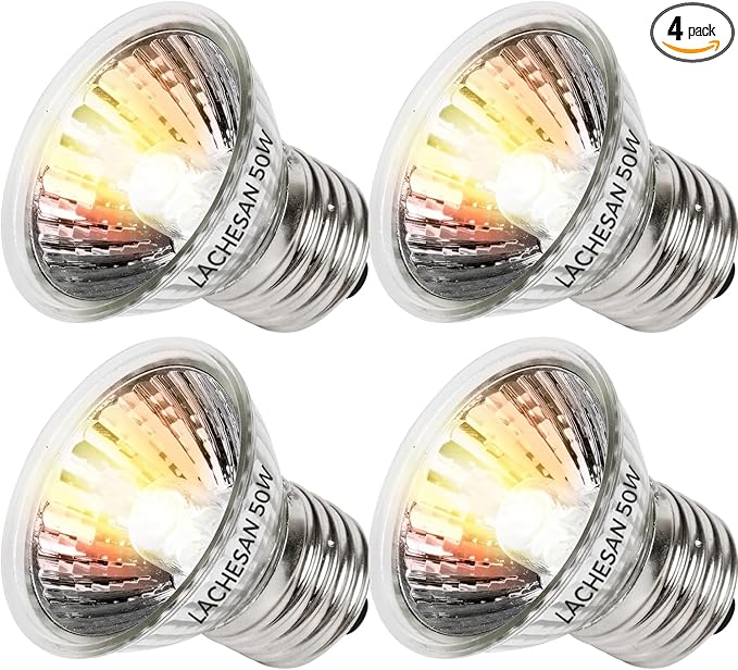 4-Pack 50W UVA Bulbs, Fit E26 Heat Reptile Lamp, Light Turtle Heat Lamp for Reptiles and Amphibian Tanks, Terrariums and Cages, Works with Various Lamp Fixtures
