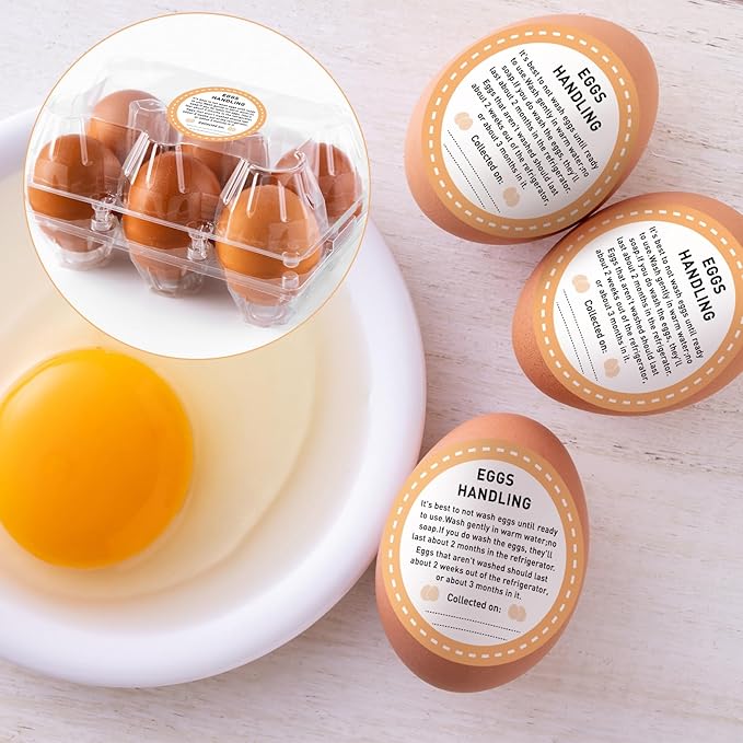 Colarr 1000 Pcs Farm Fresh Eggs Carton Labels Stickers 2 Inch Easter Egg Care Self Adhesive Writable Handling Stickers Bulk Chicken Packaging Decal Sign for Chicken Quail Farmhouse Spring Holiday