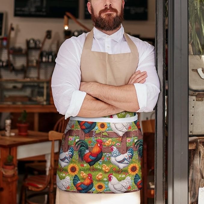 Half Apron with 3 Pockets Chef Cooking Kitchen Restaurant Aprons for Women Men
