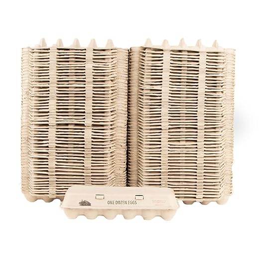 Jeffers Recyclable Egg Cartons - 1 Dozen Pulp Paper Carton for Large Eggs, Flat Top Storage for Crafts Kitchen Pantry Organizer, Farm Fresh Chicken Egg Holder, Bulk Packaging Supplies - 100 Pack