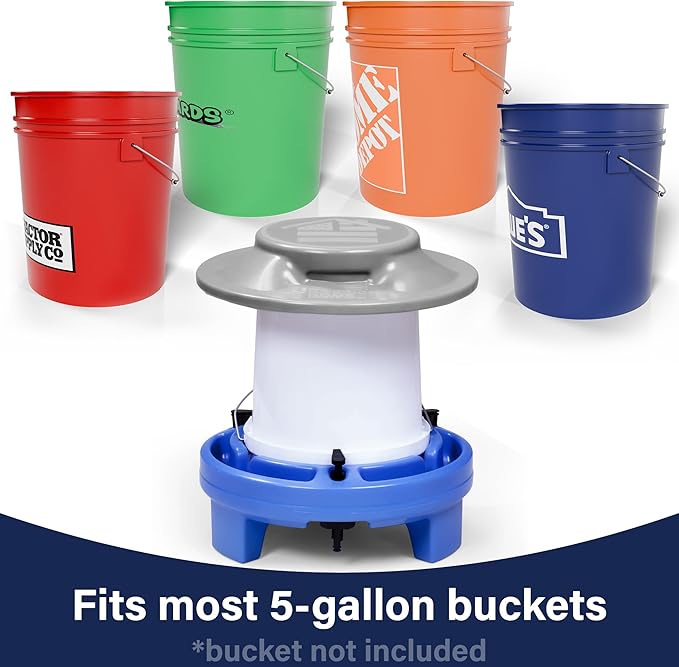 American Home Self-Filling Farmstead Chicken Drinker, Waterer, Automatic Chicken Coop Water Dispenser, 5 Gallon Capacity (Bucket Not Included), Weather-Resistant Design