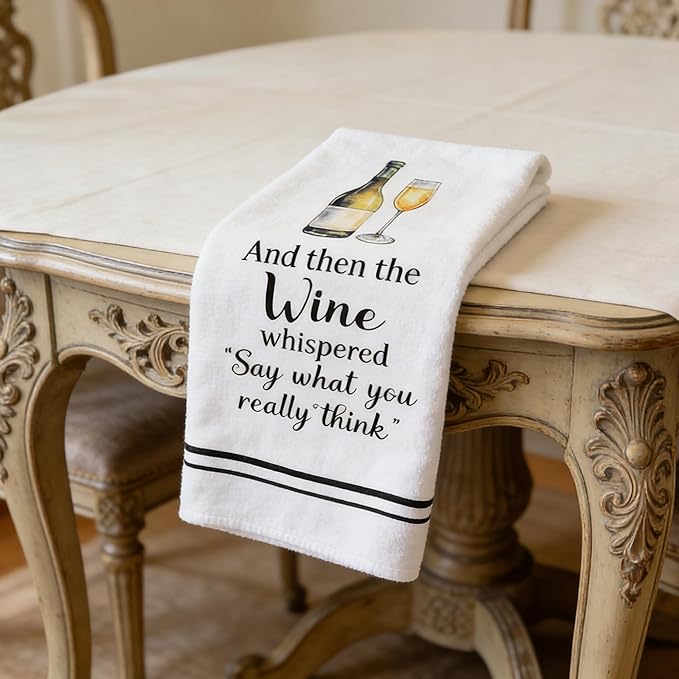 GROBRO7 Funny Wine Hand Towel - 6Pcs Wine Theme Kitchen Decorative Soft Polyester Dish Towels for Bar Dining Room Bathroom Home Party Decor, Housewarming Gift for Hostess Men Women