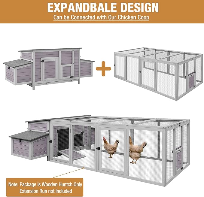 Gutinneen Chicken Coop Outdoor Wooden Hen House with Nesting Box Poultry Cage with 2 Perches,2 Large Front Doors