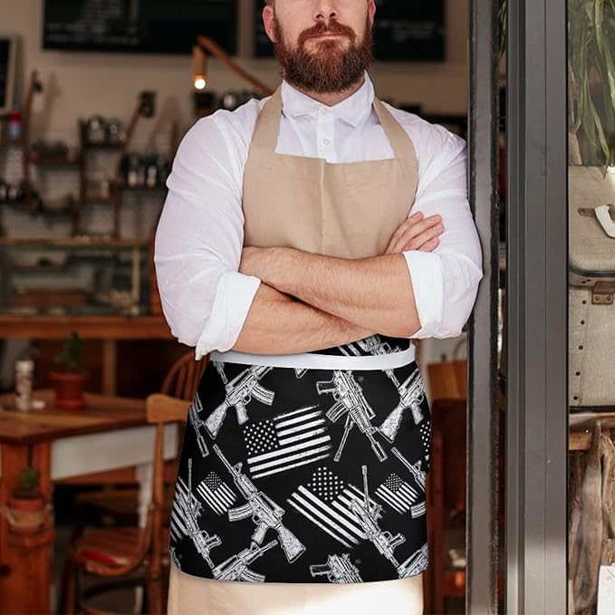 Server Apron with 3 Pockets Waist Waiter Waitress Half Apron Short Aprons