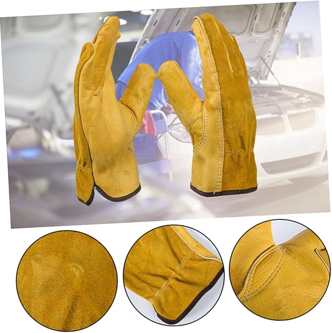 jojofuny 1pair Cattle Leather Protective Gardening Gloves Puncture-resistant for Electric Welding Cowhide Xl Easy to Clean for Garden Work and Handling Tasks