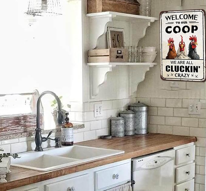 Chicken Coop Accessories Funny Chicken Signs Rooster Decorations Chicken Stuff For Farmhouse Farm Kicthen Decor Welcome To Our Coop 12x8 Inches