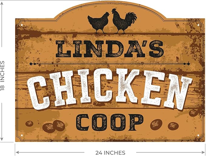 Personalized Chicken Coop Sign, Custom Name Farmhouse Backyard Décor For Sign, 18x24 Inches, Rust Free .063 Aluminum, Fade Resistant, Made in USA by Sigo Signs