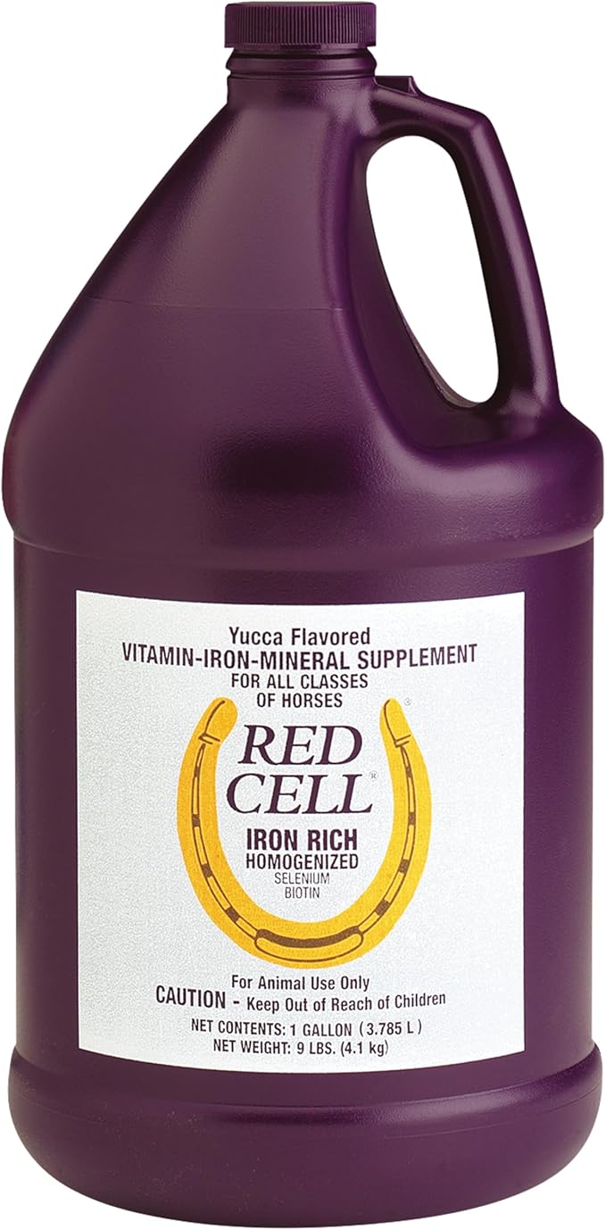 Horse Health Red Cell, Liquid Vitamin-Iron-Mineral Supplement for Horses, Helps Fill Important Nutritional Gaps in Horse's Diet, 1 Gallon, 128 Oz., 64-Day Supply