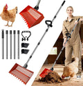 Chicken Coop Scoop (22 to 75") Chicken Coop Rake and Scoop with Grip 5 Section Extra Long Handle Chicken Pooper Scooper for Sand Metal Chicken Cleaning Tools Livestock Rake (Orange)