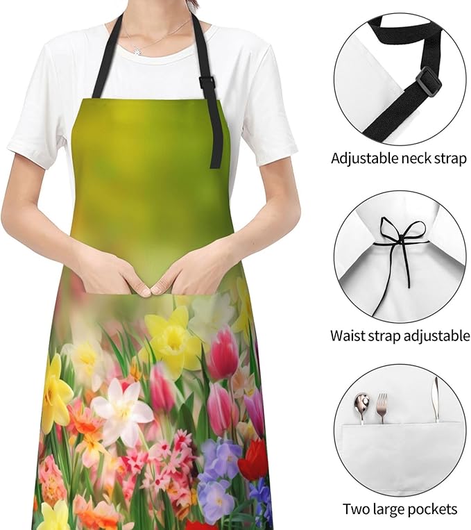 Shark Jumping Home Aprons 2 Pockets 33"×28" for Men Women, Ocean Sea Waterproof Kitchen Cooking Bib