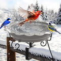 Heated Bird Bath for Deck Railing, Powerful 100W Thermostatically Controlled Heated Bird Baths for Outdoors for Winter, Heated Birdbath Water Heater for Outside Garden Yard Patio Lawn (Grey)