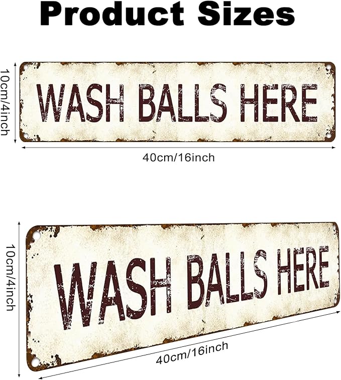 Vintage Metal Golf Tin Sign - Wash Balls Here Funny Man Cave Wall Decor, 16x4 Inch Retro Sports Bar Art, Unique Golf Gift for Golfer Husband and Club Enthusiasts
