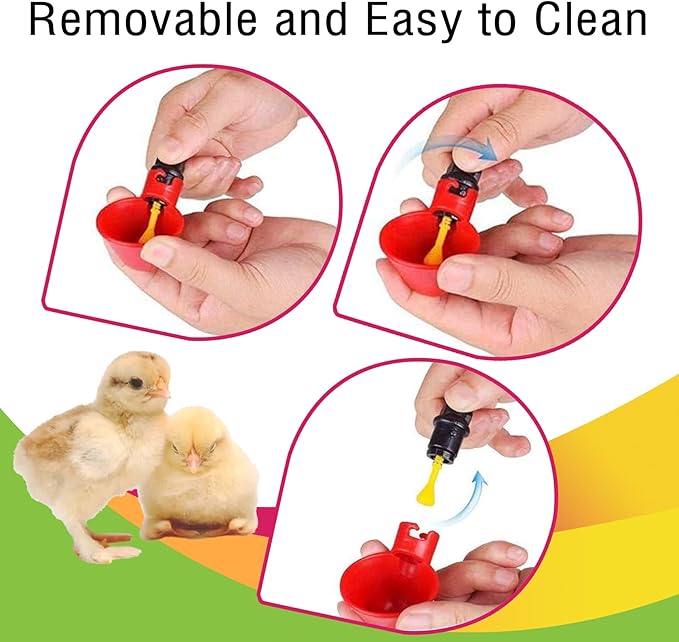 2pcs Automatic Drinker System Chick Water Cups 1L Hanging Automatic Fill Chick Cup Drinker Waterer Used for Cages