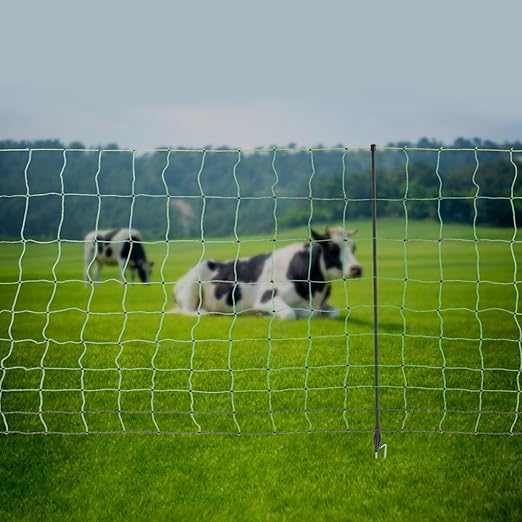 Electric Fence Netting, 19.7 * 49.6in Net Fencing Kit Portable Movable Livestock Nets Mesh for Sheep Goats Deer Hogs Dogs Lambs (10 Stakes)