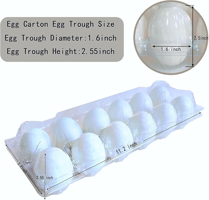 LSGENGXCY100packs Egg Cartons Cheap Bulk, 2 * 6 extra large Clear plastic egg cartons for Family, Farm, Markets, Display