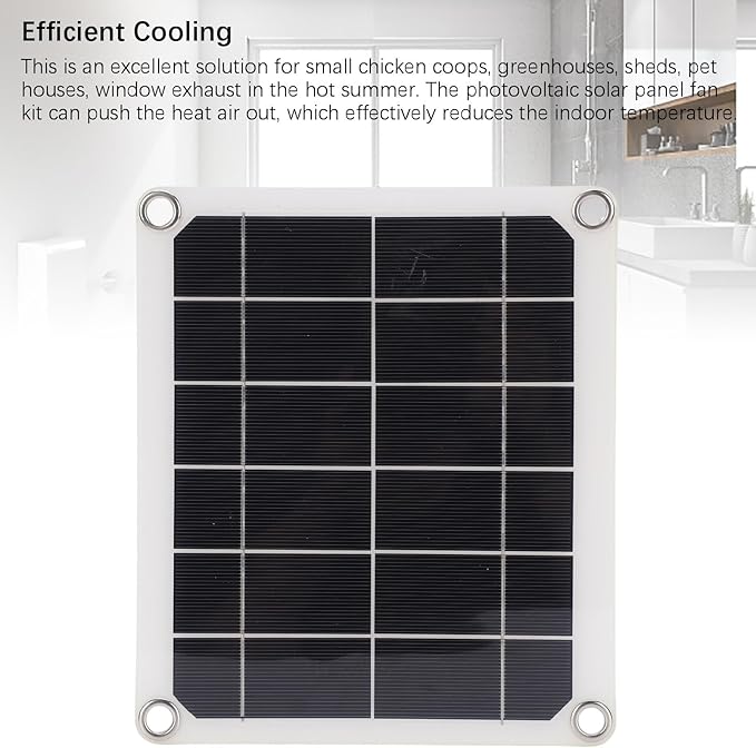 10W Monocrystalline Solar Panel Exhaust Fan - Solar Powered Ventilation for Chicken Coop, Greenhouse, Shed & Pet House
