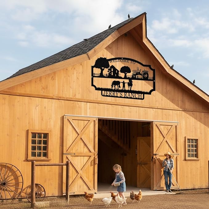 Personalized Farm Sign, Custom Ranch Sign, Custom Farm Metal Signs Outdoor, Customized Family Name Metal Signs for Farms, Ranch, Farmhouse, Housewarming Gifts