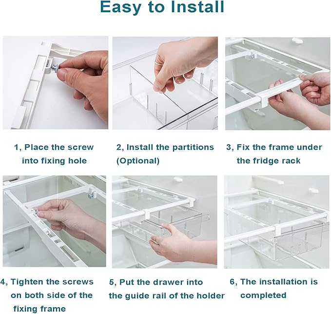 Refrigerator Organizer Bins with Handle - Farochy 2PCS Pull-out Fridge Drawer Organizer Refrigerator Storage Box Refrigerator Egg Drawer