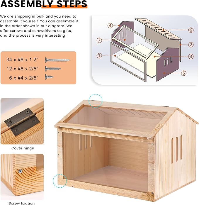 Chicken Brooder Box for Chicks Brooder Box with Thermostat Poultry Breeding Box with Feeder and Water for Chick Quail Duck Parrot Hamsters and Lizards