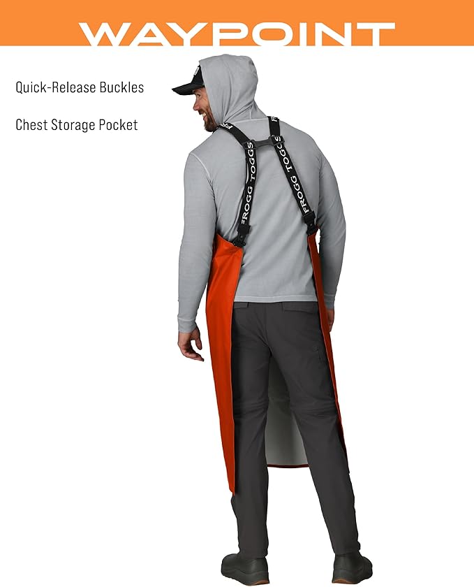 FROGG TOGGS Men's Waypoint Fish Apron, Waterproof, Durable with 4-Way Stretch, Black, OS