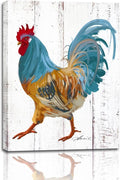 Rooster Kitchen Canvas Wall Art: Rustic Farmhouse Painting Poster - Chicken Artwork Decoration for Home Living Room Bedroom, Framed Picture Prints Decor Ready to Hang (10"x 15")