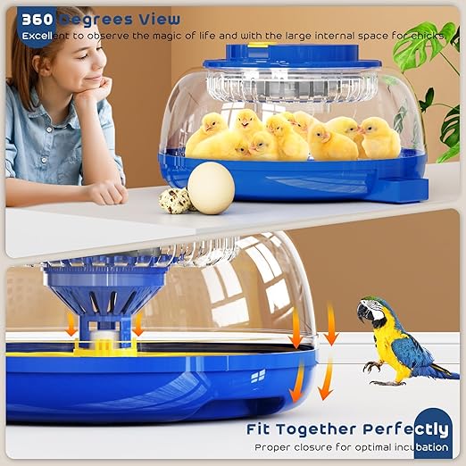 18 Egg Incubator with Automatic Egg Turning and Humidity Control,Water Refill,Egg Candler,Incubators for Hatching Chicken,Ducks,Goose,Quail,Pigeon,Parrot,Turkey for Farm, Home,Science Classroom