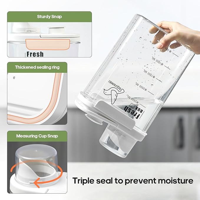 3 Qt/2.8 L Bird Seed Storage Container with Lids Airtight Measuring Cup, Bird Seed Dispenser Pet Food Container Are Used to Store Bird Food, Chicken Feed BPA Free (2.8L, Green)