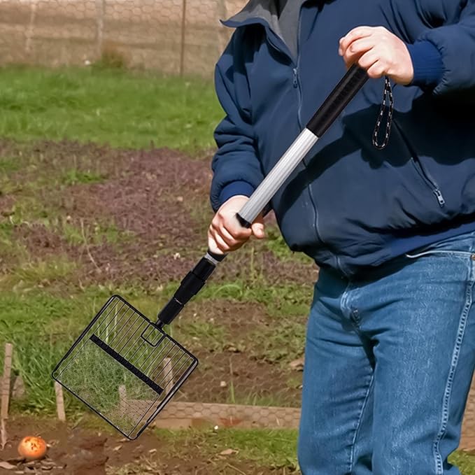 Coop Rake Tool - Stretchable Chicken Cleaning Accessory, Poop Shovel with Debris Separator | Sand Bedding Cleanup Tool, Chicken Coop , Rake with Efficient Removal Use