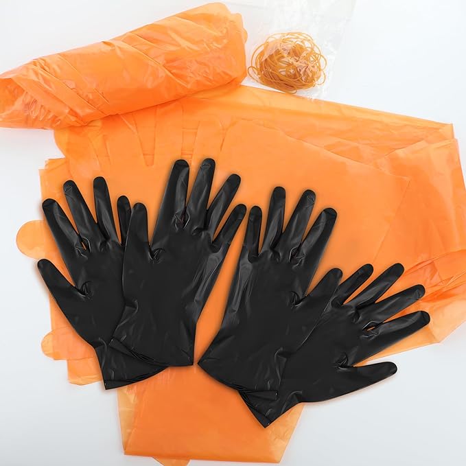 50 Pairs Field Dressing Gloves Disposable Deer Gutting Mittens Hunting Cleaning Gloves Combo with Long Arm Glove and Short Nitrile Glove for Hunting Cleaning Accessories