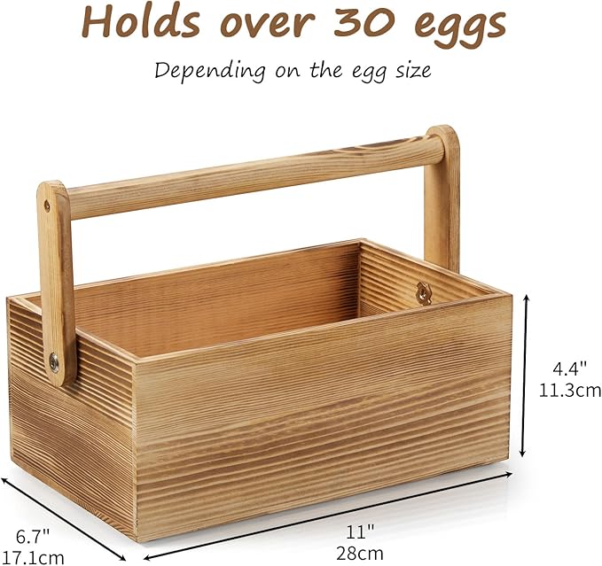 Egg Basket,Wooden Egg Basket for Gathering Fresh Eggs,Chicken Egg Collecting Basket,Fresh Egg Storage Countertop Farmhouse Kitchen Decor