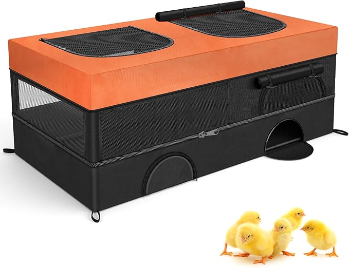 64" Large Chicken Brooder, Brooder Box for Chicks with Zipper Doors, Removable Waterproof Roof & Bottom for Easy Cleaning, Chick Starter Kit Cage, Small Animal Playpen for Duck Kitten Puppy Rabbit