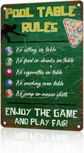 Retro Pool Table Rules Tin Sign Vintage Metal Poster Nostalgic Wall Art Bar Pub Man cave Shop Living Room Bedroom Game Room 12 * 8 In