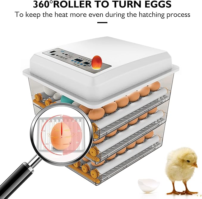 Egg Incubator - Egg Incubator with Automatic Egg Turning and Humidity Control,Large Poultry Hatcher for Chickens Birds Ducks (182 Eggs)