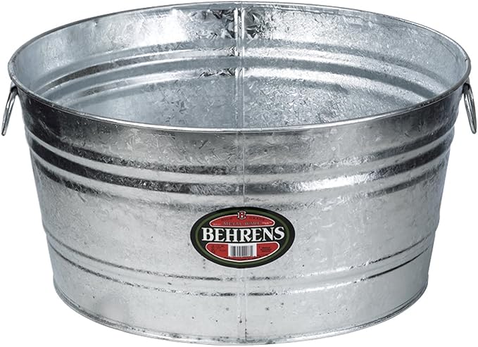 Behrens 000-OV Hot Dipped Galvanized Steel Oval PlanterTub, 2 Gallon, No Color
