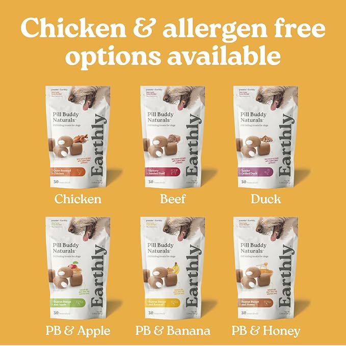 Earthly Pill Buddy Naturals - Duck (Chicken-Free) Pill Hiding Treats for Dogs - Pill Pocket for Any Size Medication - 30 Servings