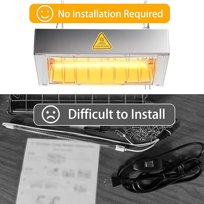 400W Chicken Coop Heater Lamp, Brooder Heat Lamp for Chickens, Adjustable Temp and Height, No Assembly Heater for Chicks Pets Livestock, 2 Pack