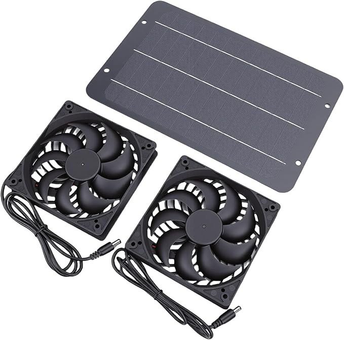 Zerodis Solar Exhaust Fan Ventilation Equipment Kit 7W Monocrystalline Solar Powered Exhaust and Intake Chicken Coop Fan for Outdoor Shed Doghouse Air Circulation and Ventilation